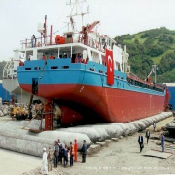 L = 18 m D = 1.5 capas = bolsa de aire salvavidas de pasarela marina de 6 capas